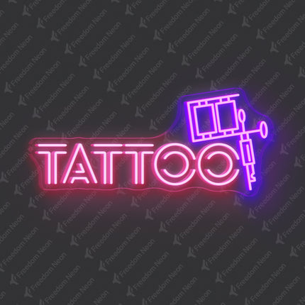Light Pink & Purple Tattoo Machine Neon Sign
