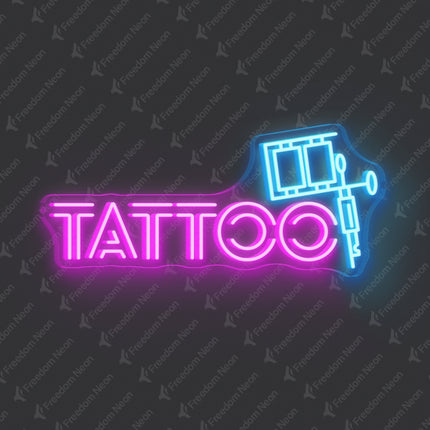 Pink & Ice Blue Tattoo Machine Neon Sign