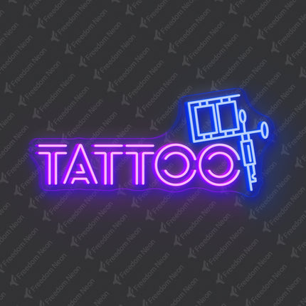  Purple & Blue Tattoo Machine Neon Sign