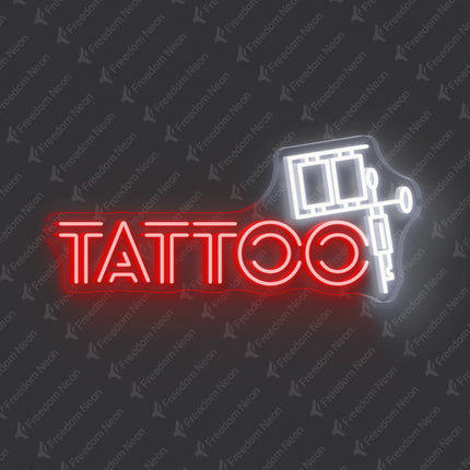 Red & White Tattoo Machine Neon Sign