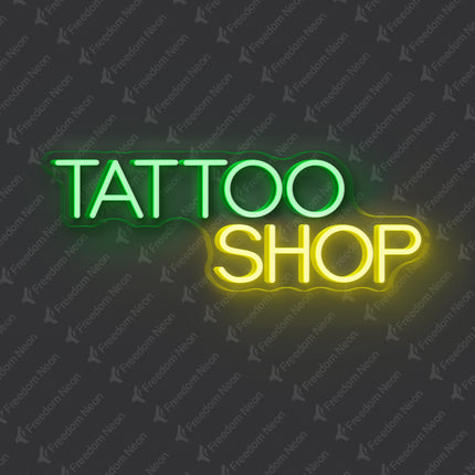 Green & Lemon Yellow Tattoo Shop Neon Sign