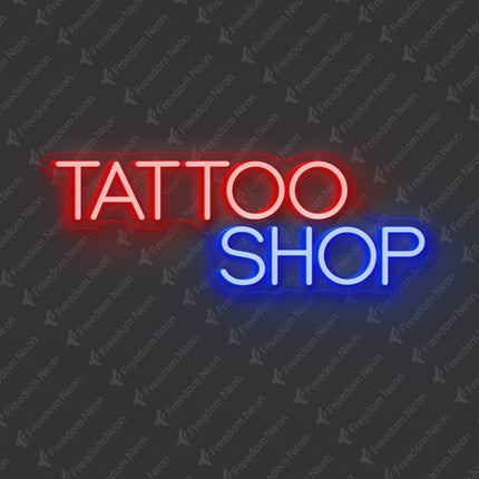 Red & Blue Tattoo Shop Neon Sign