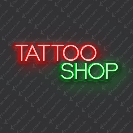 Red & Green Tattoo Shop Neon Sign