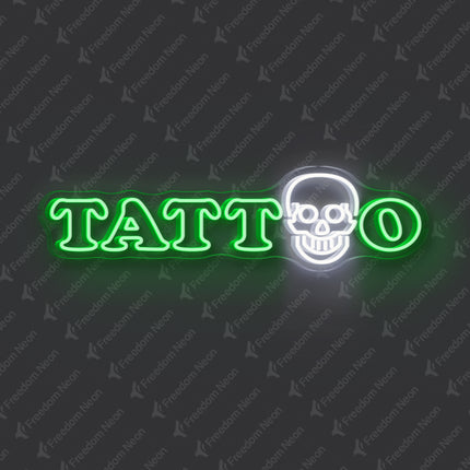 Green TATTOO Skull Neon Sign
