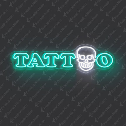 Mint Green TATTOO Skull Neon Sign