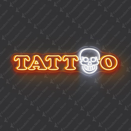 Orange TATTOO Skull Neon Sign
