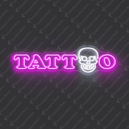 Pink TATTOO Skull Neon Sign