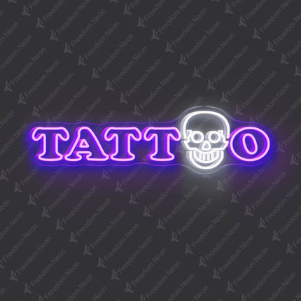 Purple TATTOO Skull Neon Sign