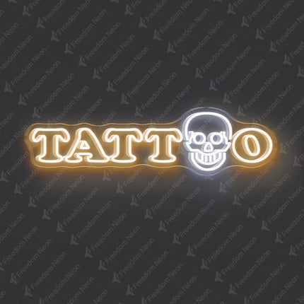 Warm White TATTOO Skull Neon Sign