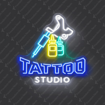 Blue Tattoo Studio Full Setup Neon Sign