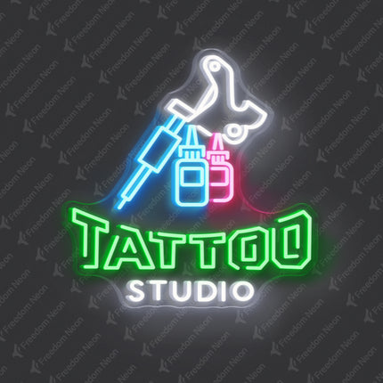 Green Tattoo Studio Full Setup Neon Sign