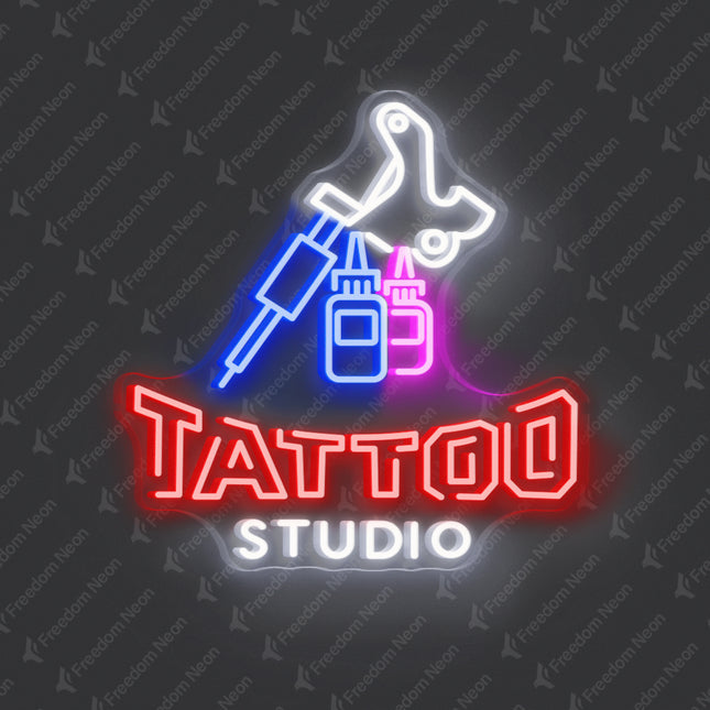 Red Tattoo Studio Full Setup Neon Sign