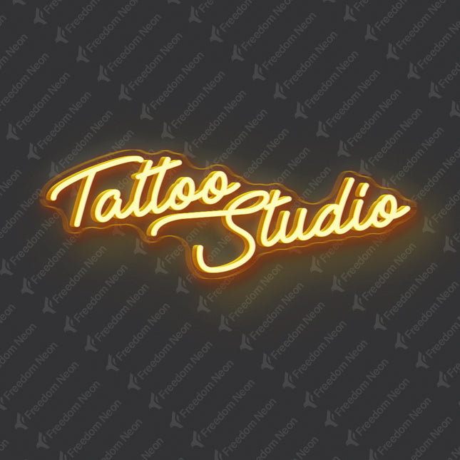 Golden Yellow Tattoo Studio Neon Sign