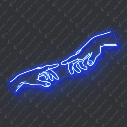 Blue The Creation of Adam Neon Sign