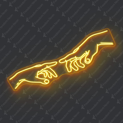 Golden Yellow The Creation of Adam Neon Sign