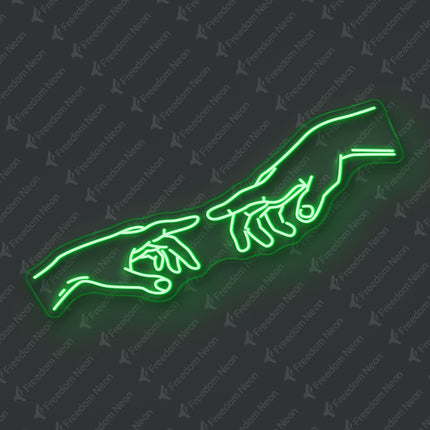 Green The Creation of Adam Neon Sign
