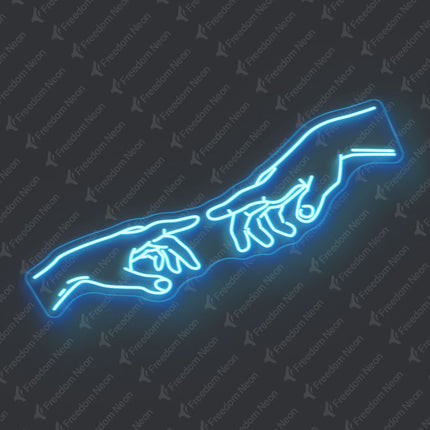 Ice Blue The Creation of Adam Neon Sign