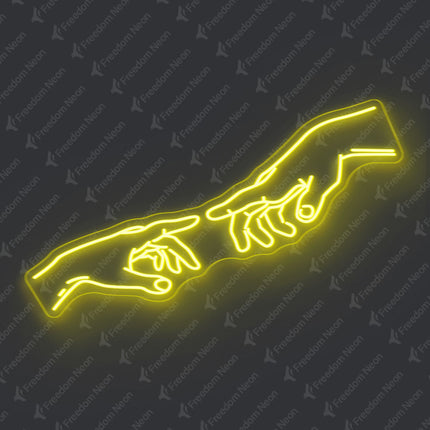 Lemon Yellow The Creation of Adam Neon Sign