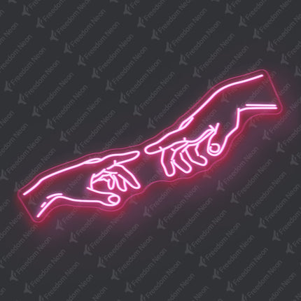 Light Pink The Creation of Adam Neon Sign