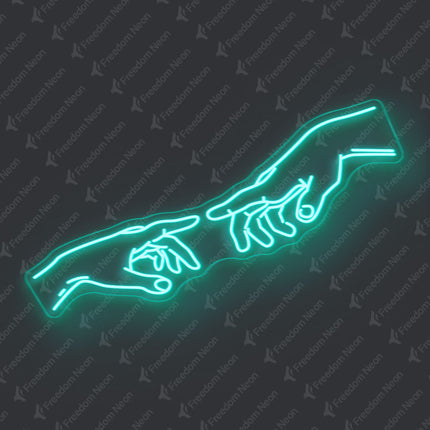 Mint Green The Creation of Adam Neon Sign