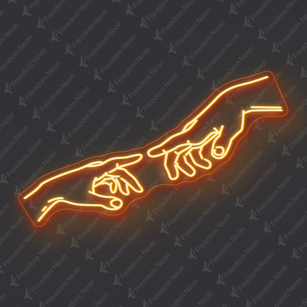 Orange The Creation of Adam Neon Sign