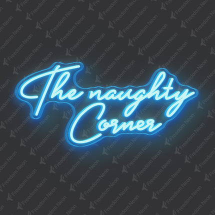 Ice Blue The Naughty Corner Neon Sign