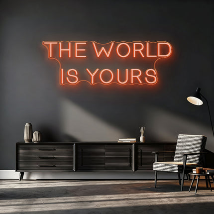 Golden Yellow THE WORLD IS YOURS Neon Sign
