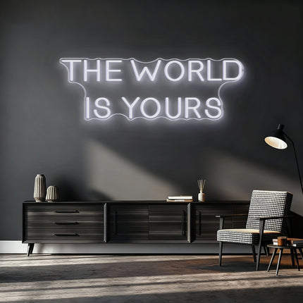 White THE WORLD IS YOURS Neon Sign