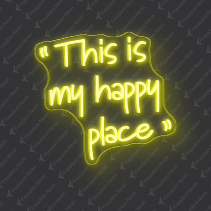 Lemon Yellow This is my happy place Neon Sign