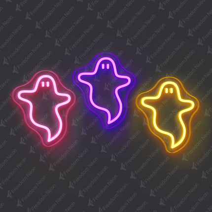 Light Pink & Purple & Golden Yellow Three Ghosts Neon Sign