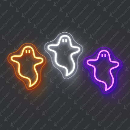 Orange & White & Purple Three Ghosts Neon Sign