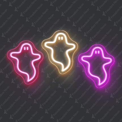 Pink & Warm White & Light Pink Three Ghosts Neon Sign