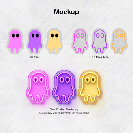 Pink & Purple & Golden Yellow Three Ghosts Neon Sign