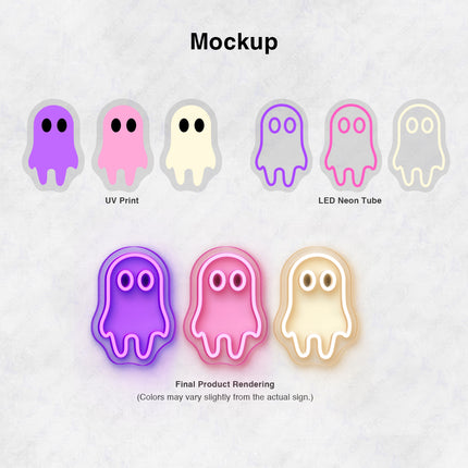 Purple & Light Pink & Warm White Three Ghosts Neon Sign