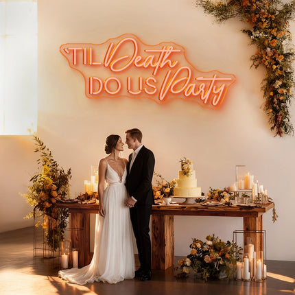 Gold Yellow 'Til Death Do Us Party Neon Sign