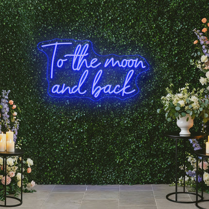Blue To the moon and back Neon Sign
