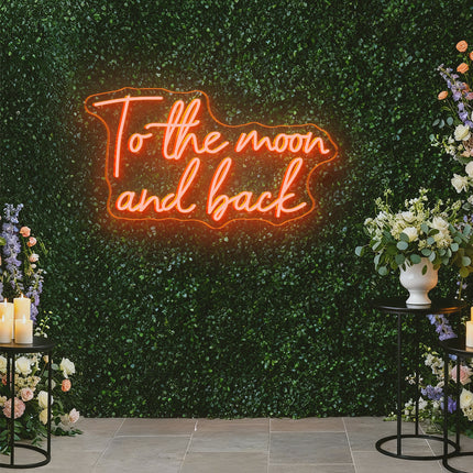 Gold Yellow To the moon and back Neon Sign
