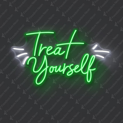 Green Treat Yourself Neon Sign