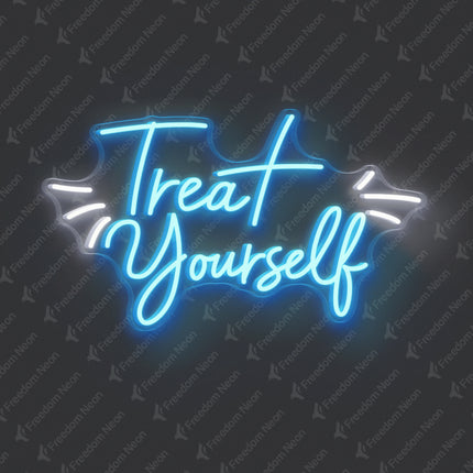 Ice Blue Treat Yourself Neon Sign