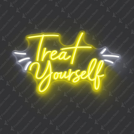 Lemon Yellow Treat Yourself Neon Sign