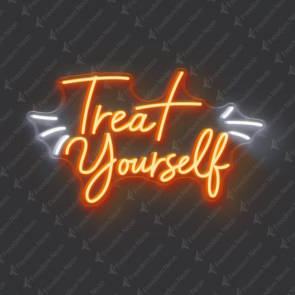 Orange Treat Yourself Neon Sign