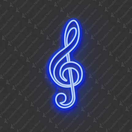 Blue Treble Clef Neon Sign