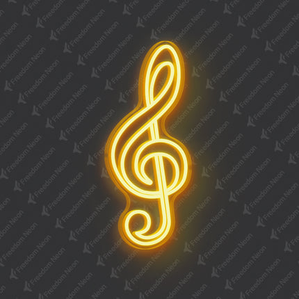 Golden Yellow Treble Clef Neon Sign