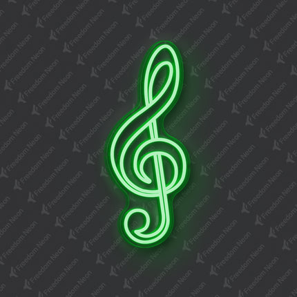 Green Treble Clef Neon Sign