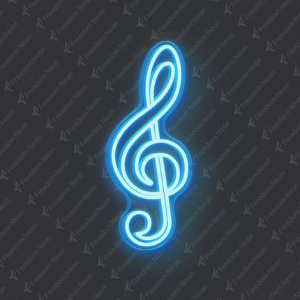 Ice Blue Treble Clef Neon Sign