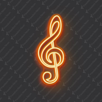 Orange Treble Clef Neon Sign