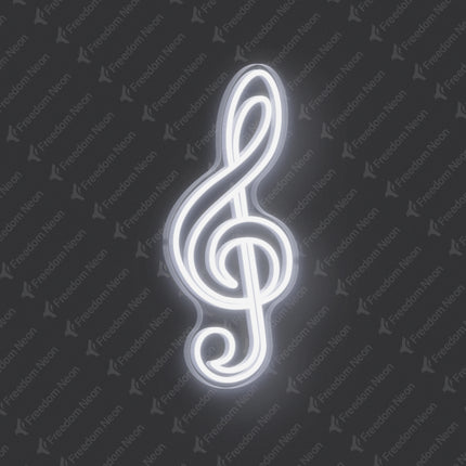 White Treble Clef Neon Sign