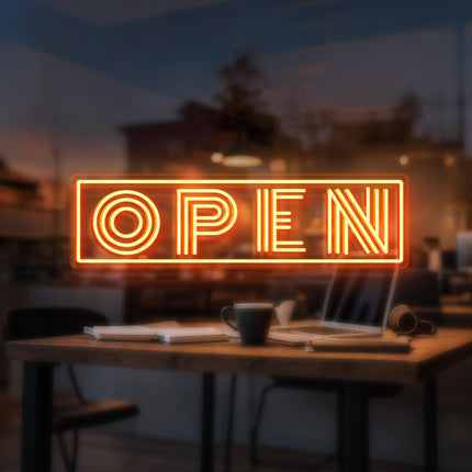 Golden Yellow "Triple-Line OPEN" Neon Sign