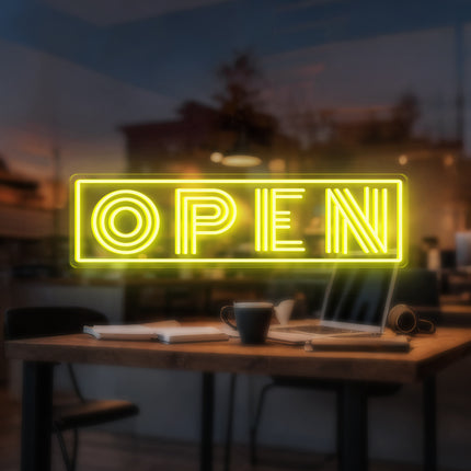 Lemon Yellow "Triple-Line OPEN" Neon Sign