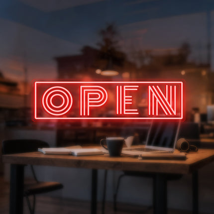 Red "Triple-Line OPEN" Neon Sign